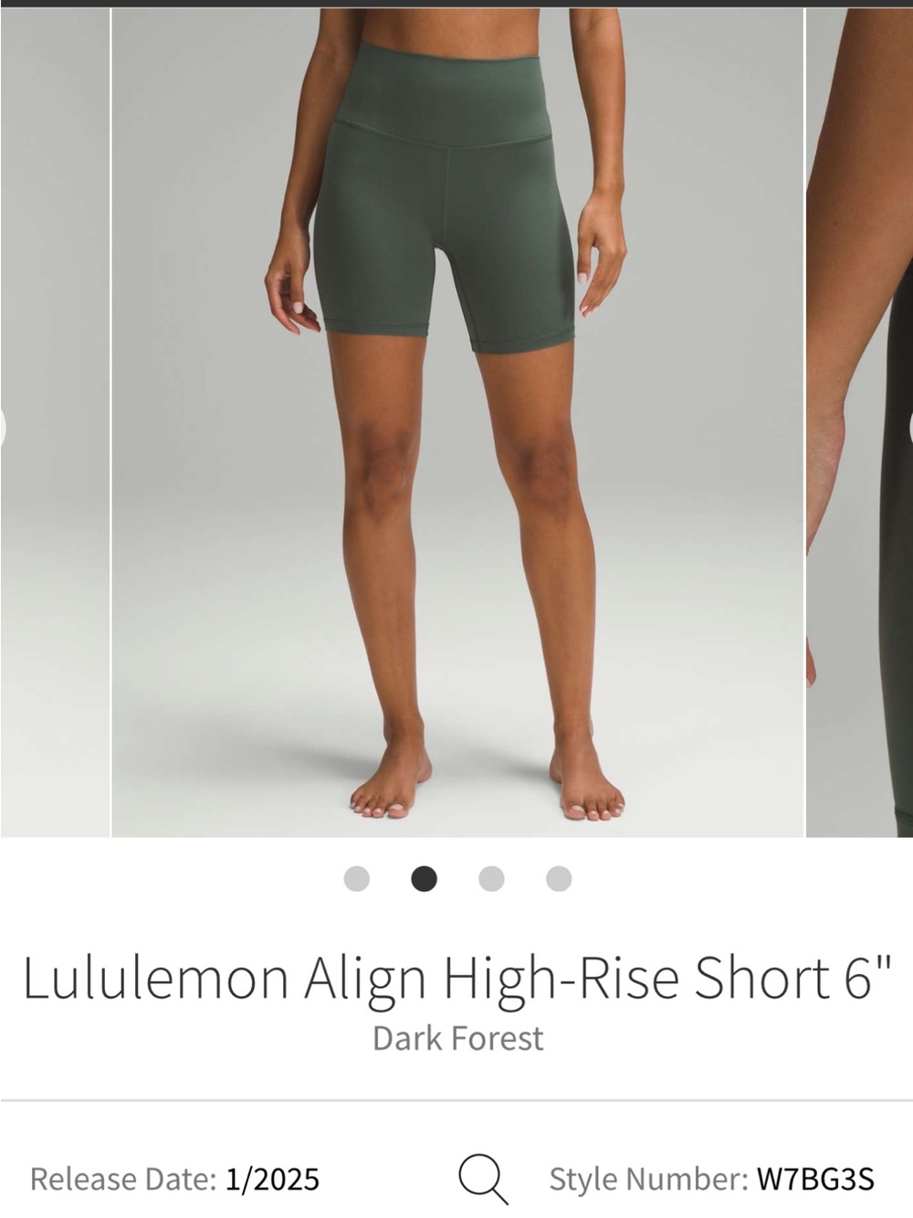 Lululemon align HR 6inch dark forest size 10